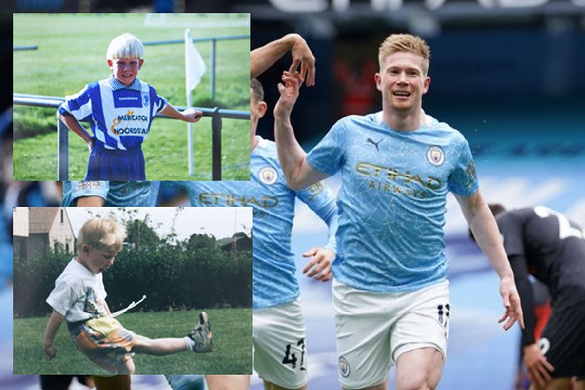 Kevin De Bruyne khi còn nhỏ, thể hiện niềm đam mê bóng đá.